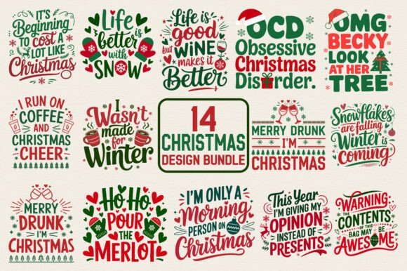 Christmas Typography Design Bundle Set: Festive Cheer for Every Project