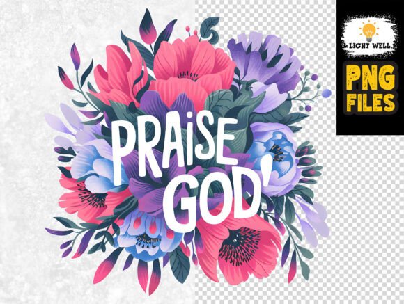 Faithful Floral Praise God Art for Christian Inspirational Decor
