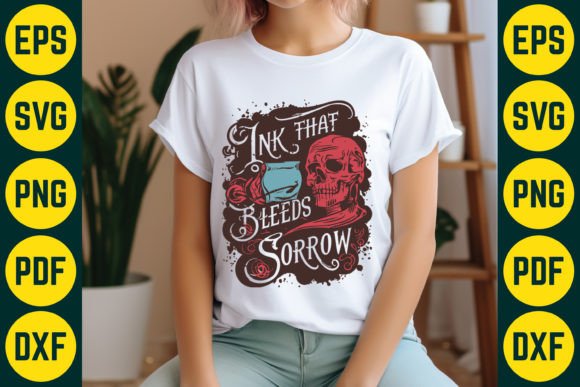 Ink That Bleeds Sorrow: Gothic SVG Design for Apparel