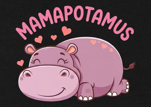 Mamapotamus T-Shirt Design: A Bold Graphic for Mother's Day Creations