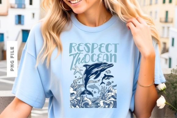 Respect the Ocean T-shirt Design: A Ready-to-Print PNG & PDF Asset