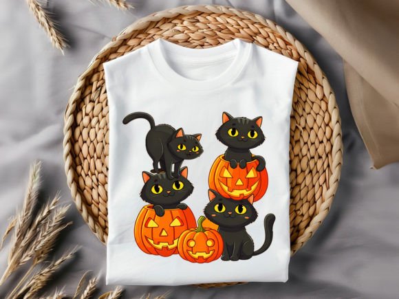 Spooky & Cute: The Ultimate Cat Pumpkin T-Shirt Design for Fall